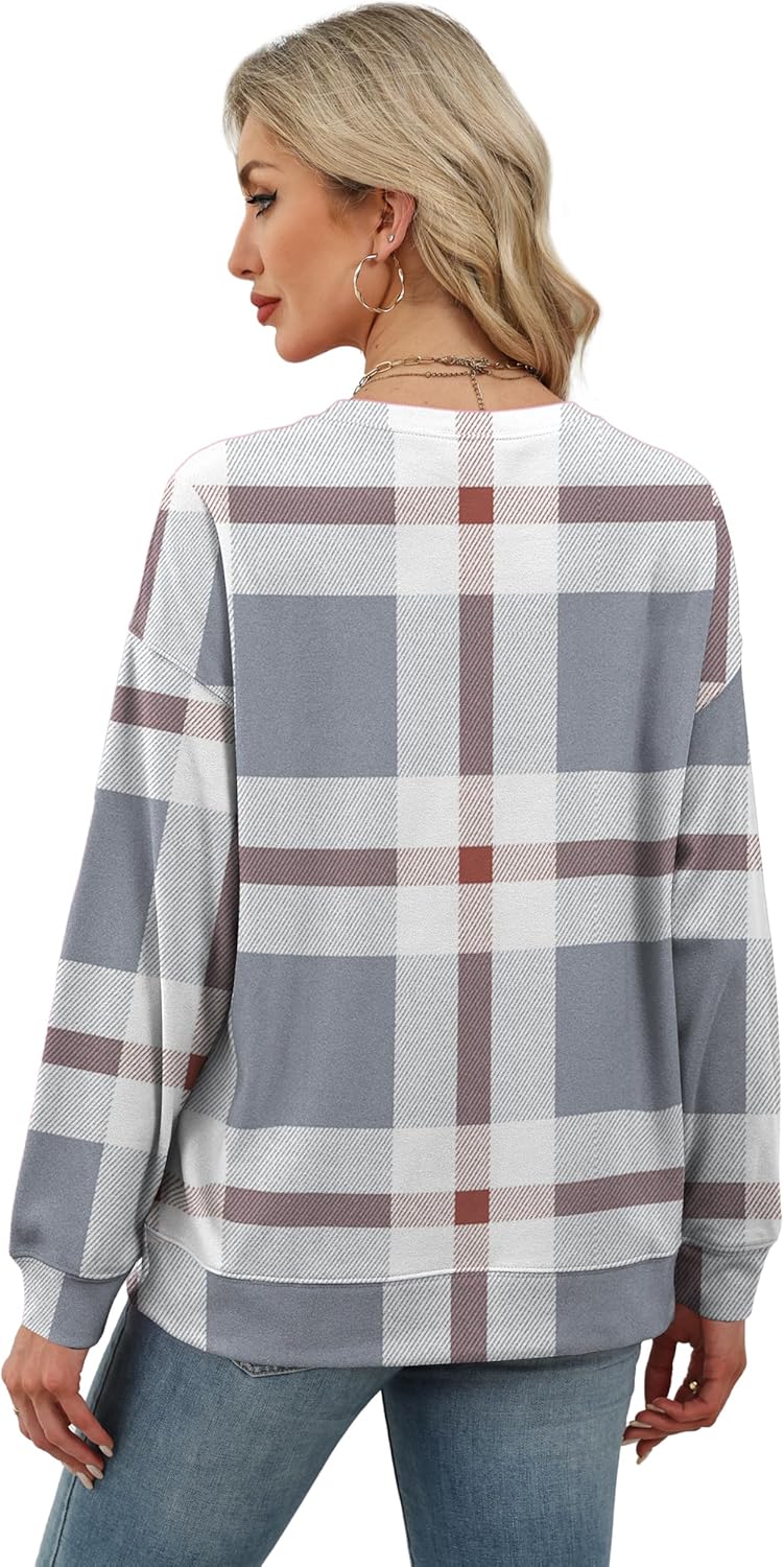 RUMIA Women's Crew Neck Sweatshirt Loose Pullover Long Sleeve Shirts Soft Tops for Women Fall Clothes 2025