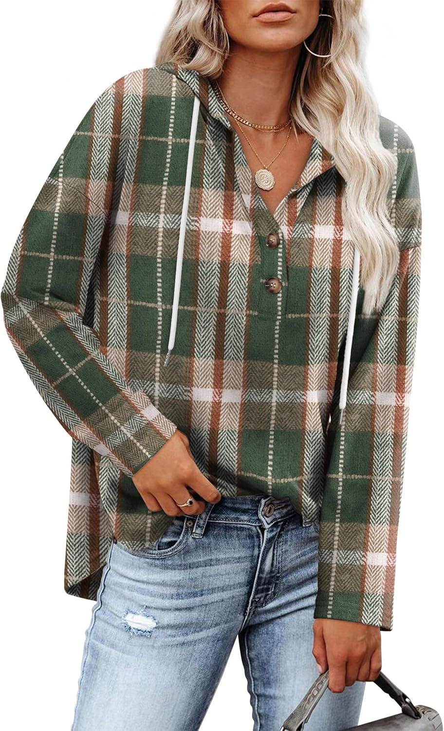 RUMIA Womens Tops V Neck Button Sweatshirt for Women Pullover Long Sleeve Shirts Fall Outfits 2025 Loose Fit S-3XL