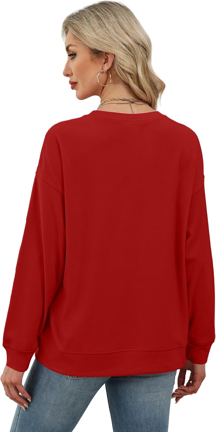 RUMIA Women's Crew Neck Sweatshirt Loose Pullover Long Sleeve Shirts Soft Tops for Women Fall Clothes 2025