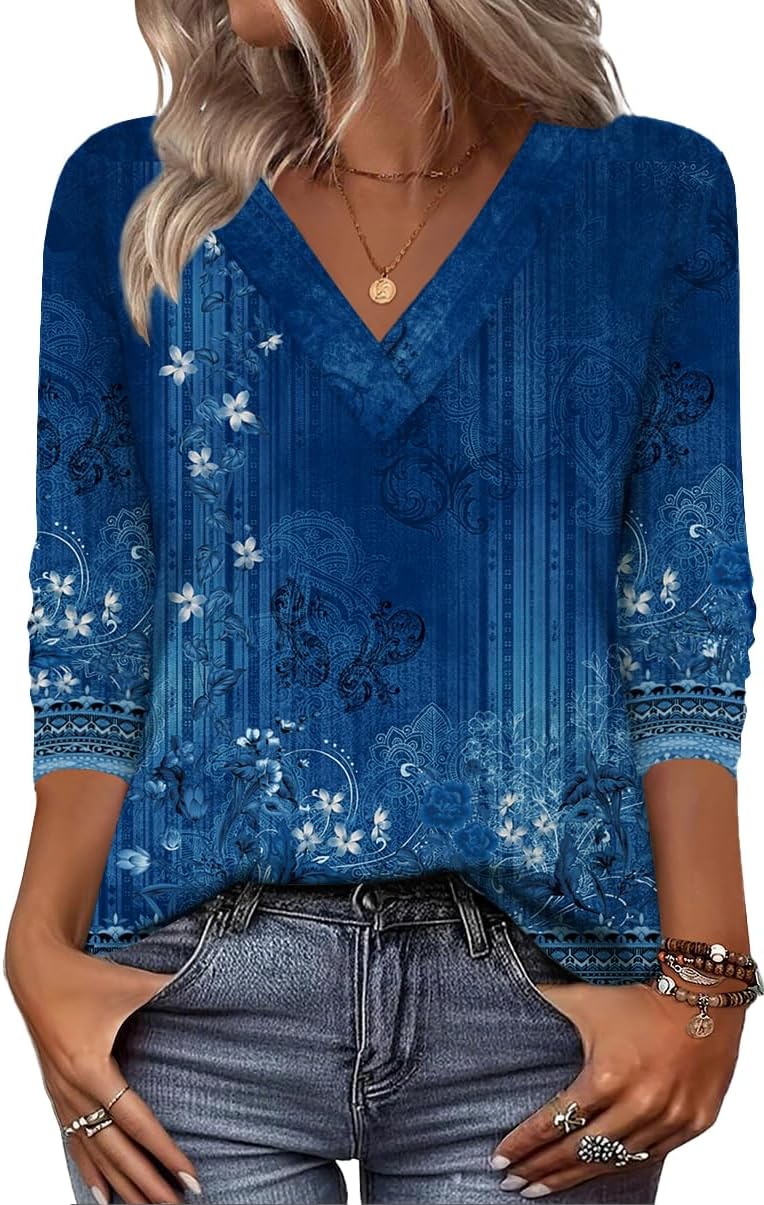 Zeagoo Women Long Sleeve Tops Dressy Casual V Neck Tshirts Basics Tee 2025 Fall Trendy Clothes