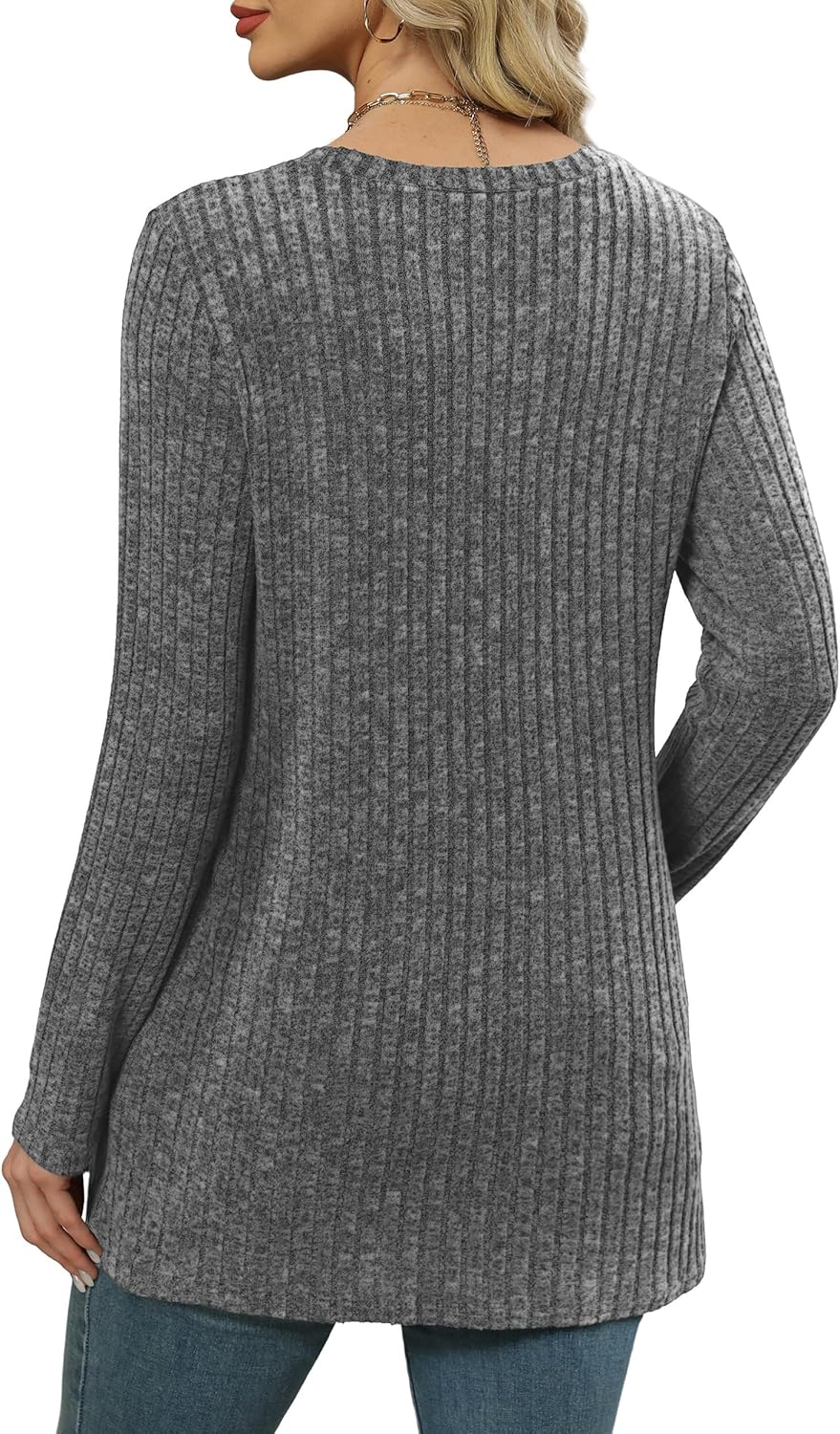 XIEERDUO Long Sleeve Shirts for Women Crewneck Tunic Tops Loose Fit Dressy Womens Sweaters with Pockets Fall Fashion 2025
