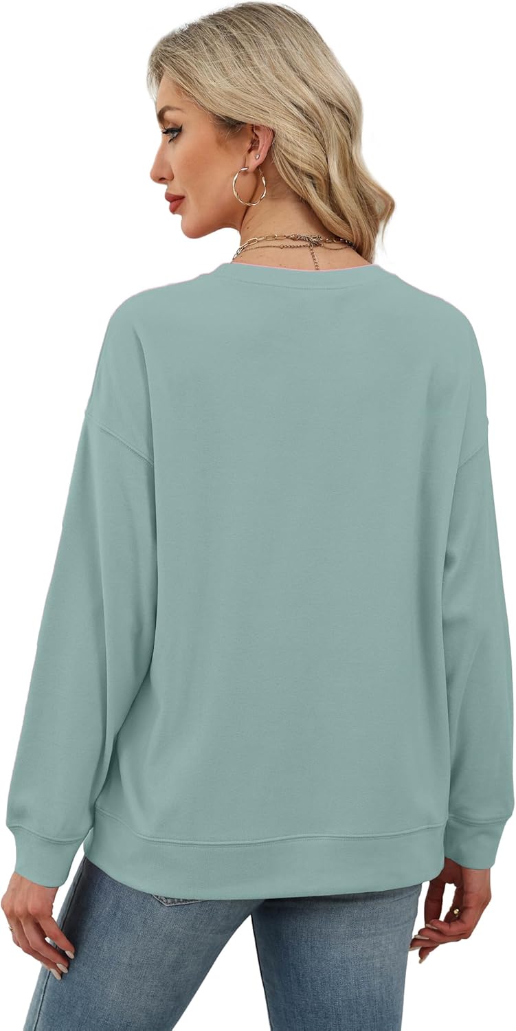 RUMIA Women's Crew Neck Sweatshirt Loose Pullover Long Sleeve Shirts Soft Tops for Women Fall Clothes 2025