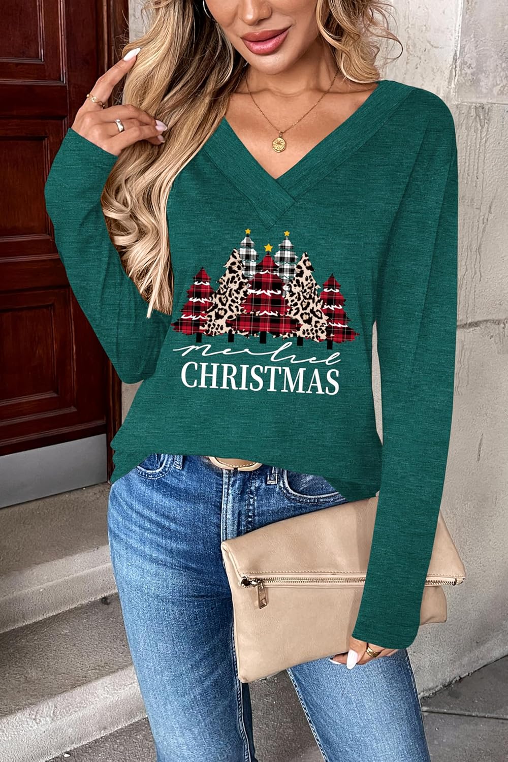 Zeagoo Women Long Sleeve Tops Dressy Casual V Neck Tshirts Basics Tee 2025 Fall Trendy Clothes