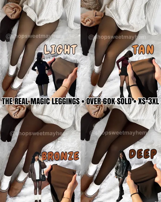 THE ORIGINAL! 4 SHADES • SIZE XS - 3XL • MAGIC FLEECE LINED LEGGINGS • CLOSED FOOT - Fleece Tights Available in Plus Size and Light to Brown Fu