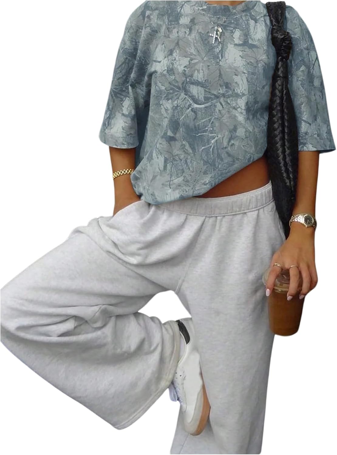 BEAUDRM Camiseta de manga corta con estampado de camuflaje Y2K para mujer, estilo vintage, cuello redondo, para verano