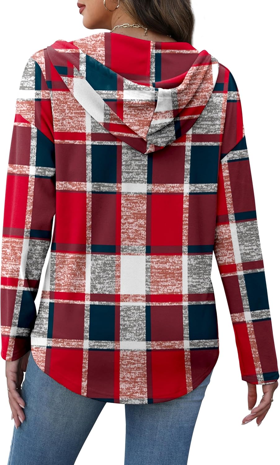 RUMIA Womens Tops V Neck Button Sweatshirt for Women Pullover Long Sleeve Shirts Fall Outfits 2025 Loose Fit S-3XL