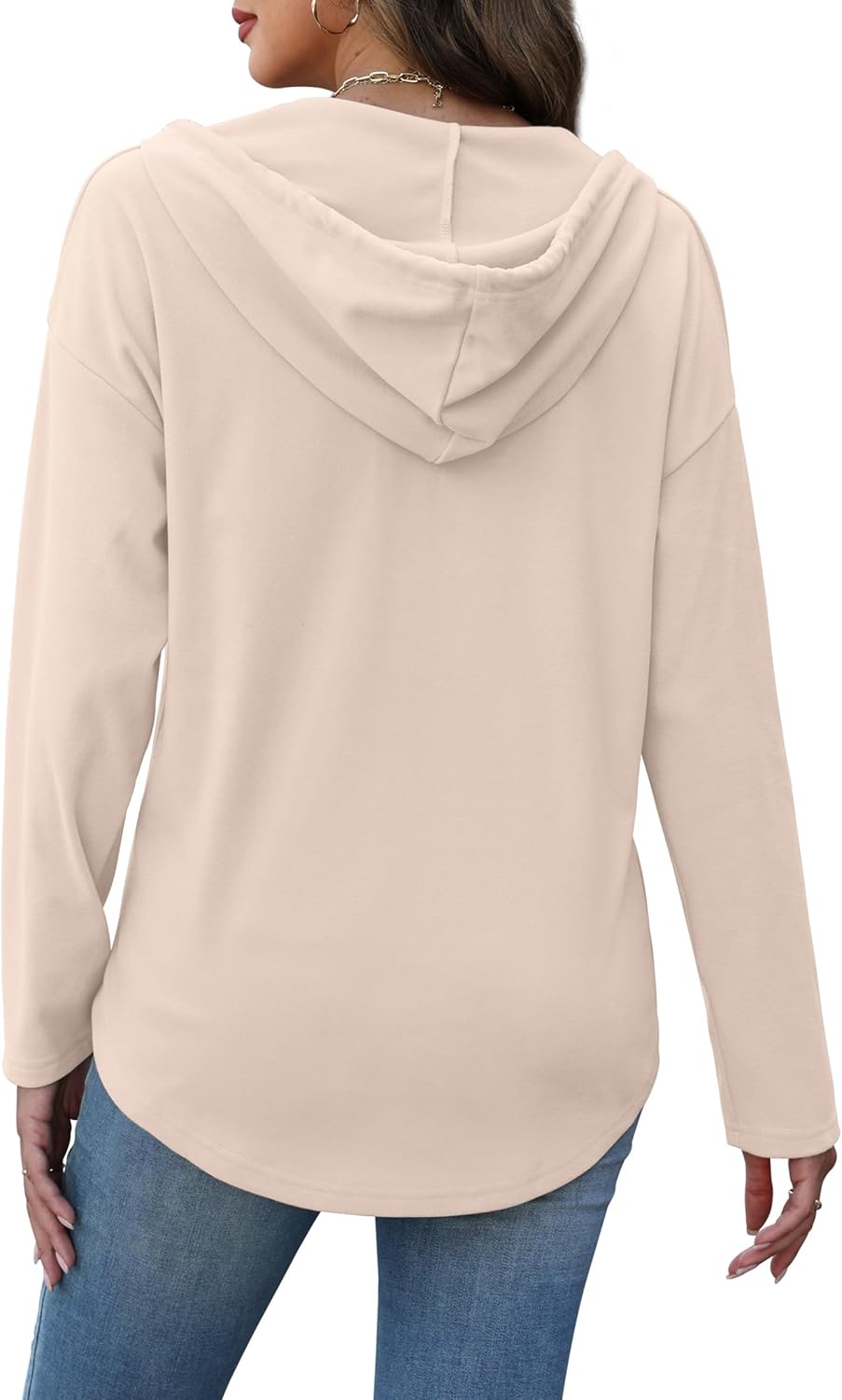 RUMIA Womens Tops V Neck Button Sweatshirt for Women Pullover Long Sleeve Shirts Fall Outfits 2025 Loose Fit S-3XL