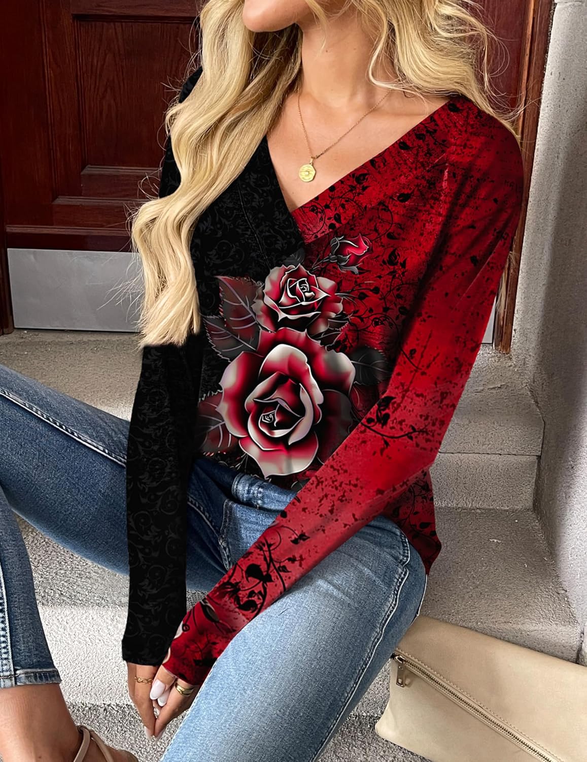 Zeagoo Women Long Sleeve Tops Dressy Casual V Neck Tshirts Basics Tee 2025 Fall Trendy Clothes