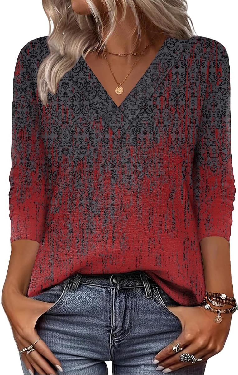 Zeagoo Women Long Sleeve Tops Dressy Casual V Neck Tshirts Basics Tee 2025 Fall Trendy Clothes