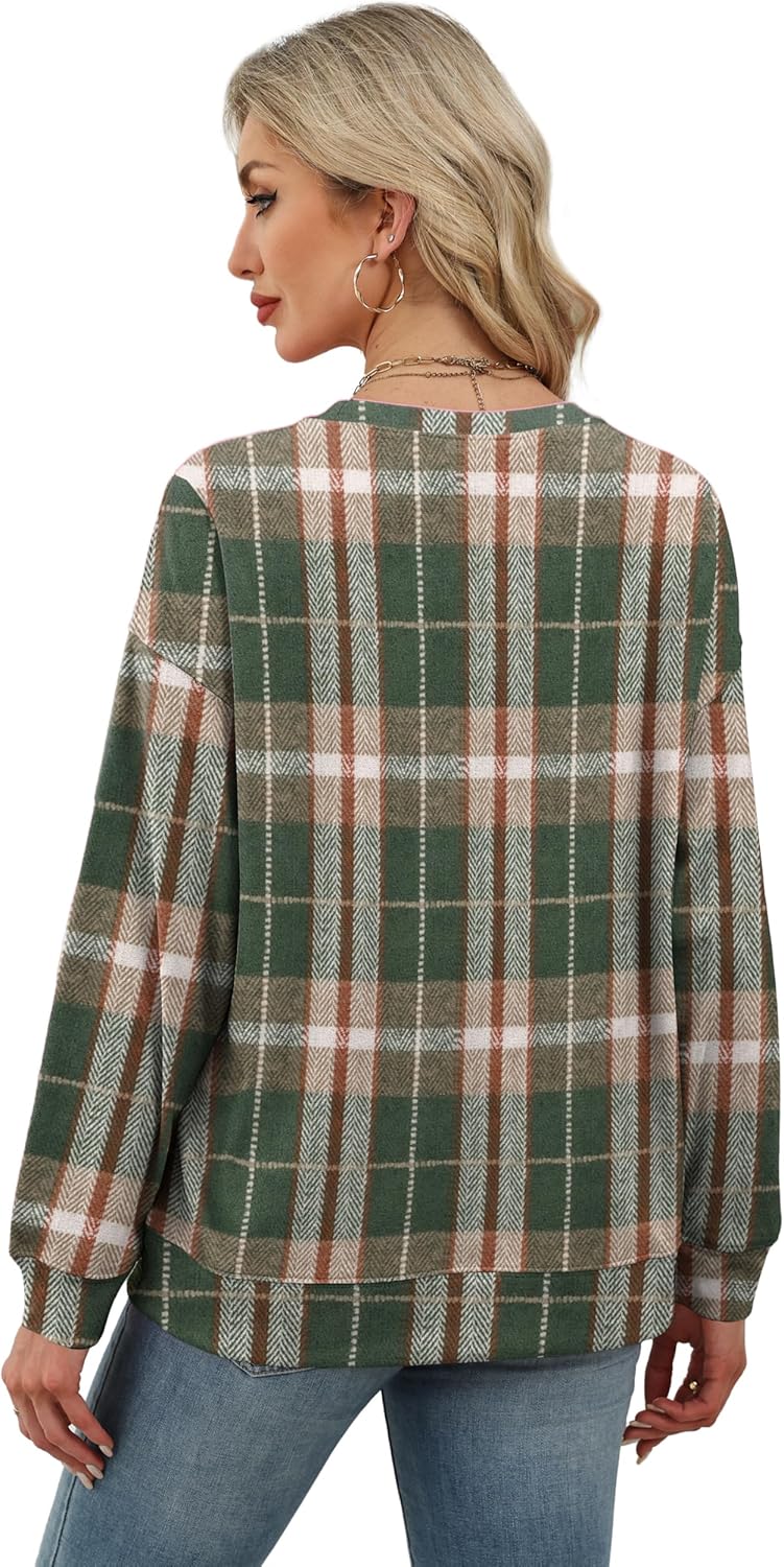 RUMIA Women's Crew Neck Sweatshirt Loose Pullover Long Sleeve Shirts Soft Tops for Women Fall Clothes 2025