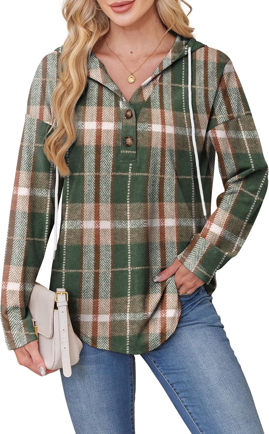 RUMIA Womens Tops V Neck Button Sweatshirt for Women Pullover Long Sleeve Shirts Fall Outfits 2025 Loose Fit S-3XL