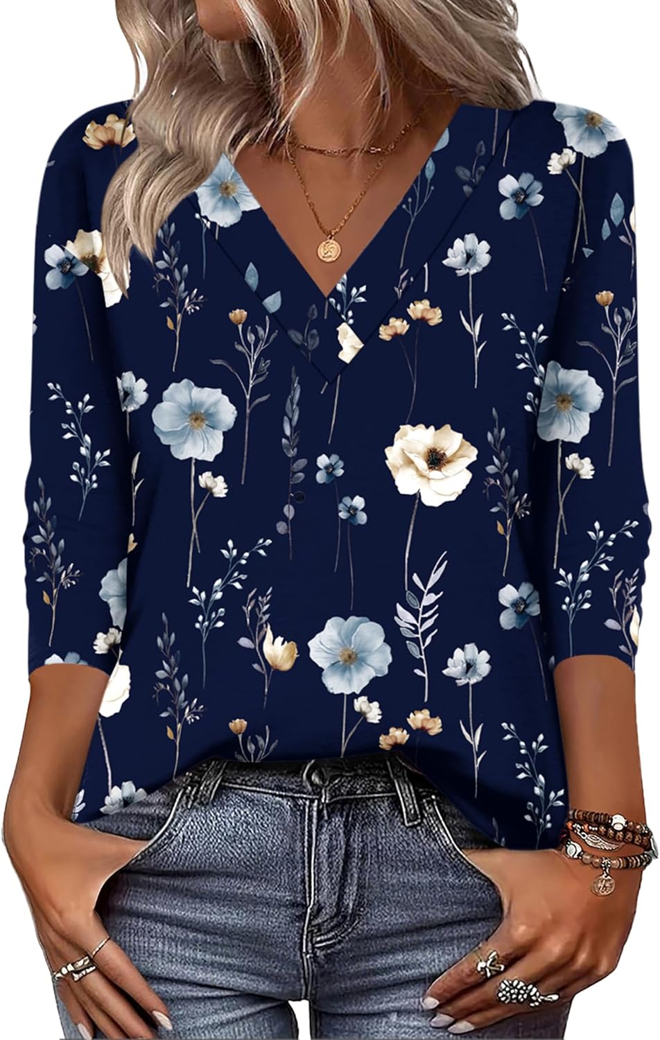 Zeagoo Women Long Sleeve Tops Dressy Casual V Neck Tshirts Basics Tee 2025 Fall Trendy Clothes