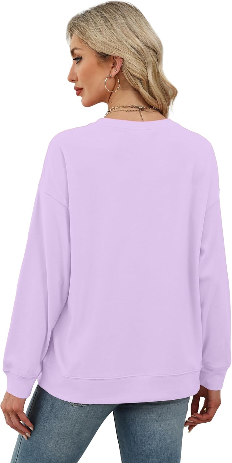 RUMIA Women's Crew Neck Sweatshirt Loose Pullover Long Sleeve Shirts Soft Tops for Women Fall Clothes 2025
