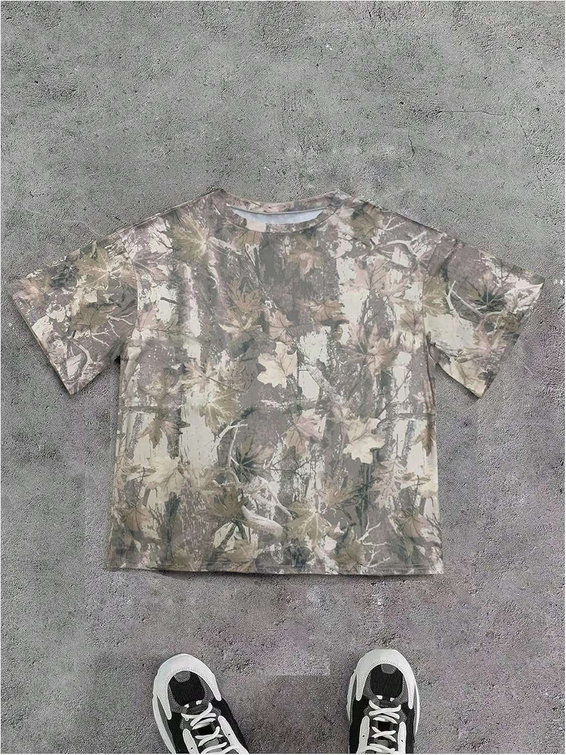 BEAUDRM Camiseta de manga corta con estampado de camuflaje Y2K para mujer, estilo vintage, cuello redondo, para verano