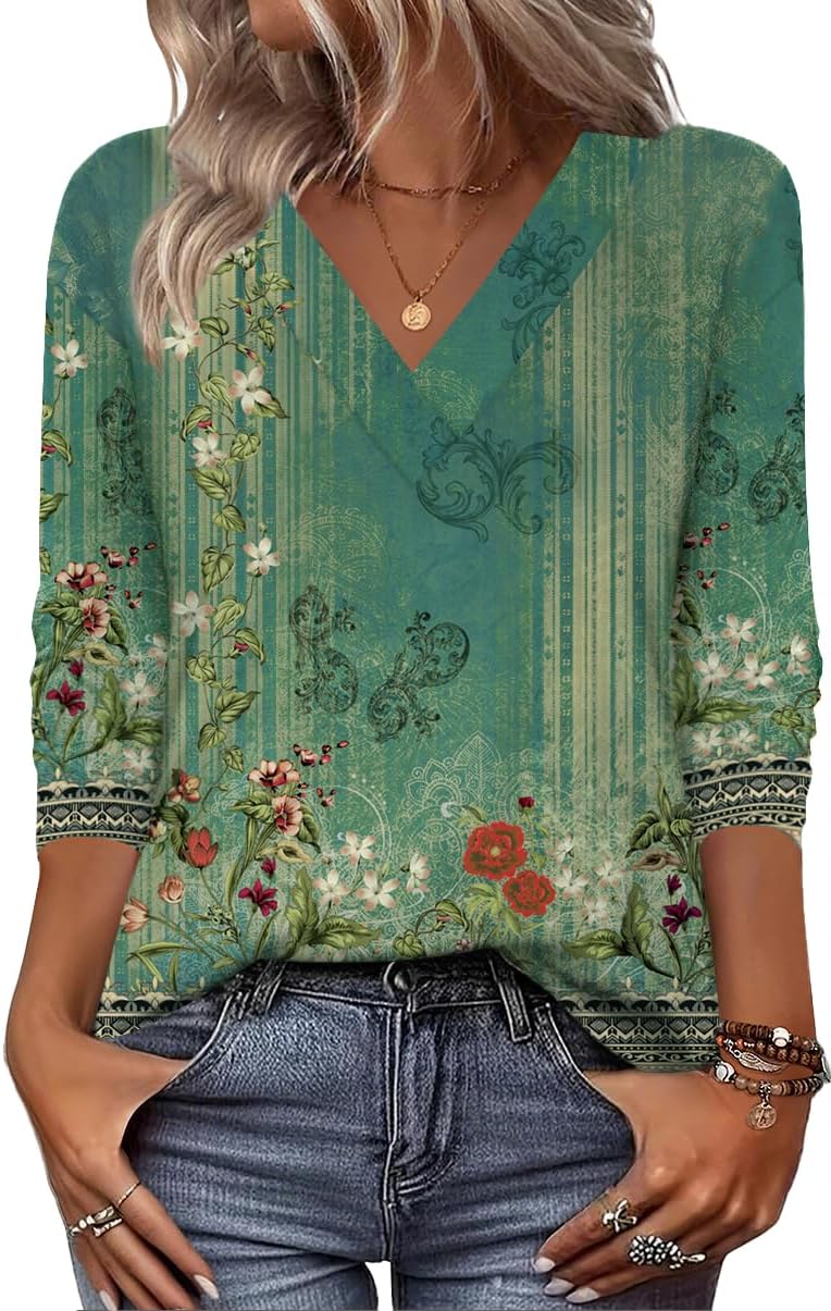 Zeagoo Women Long Sleeve Tops Dressy Casual V Neck Tshirts Basics Tee 2025 Fall Trendy Clothes