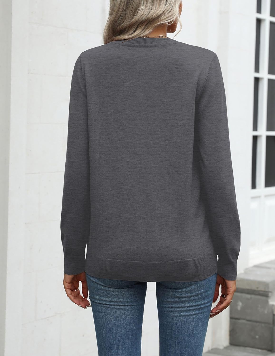 Zeagoo Womens 2025 Fall Sweaters Long Sleeve Tops Classic Crew Neck Pullover Sweaters Loose Dressy Casual Basic Clothes