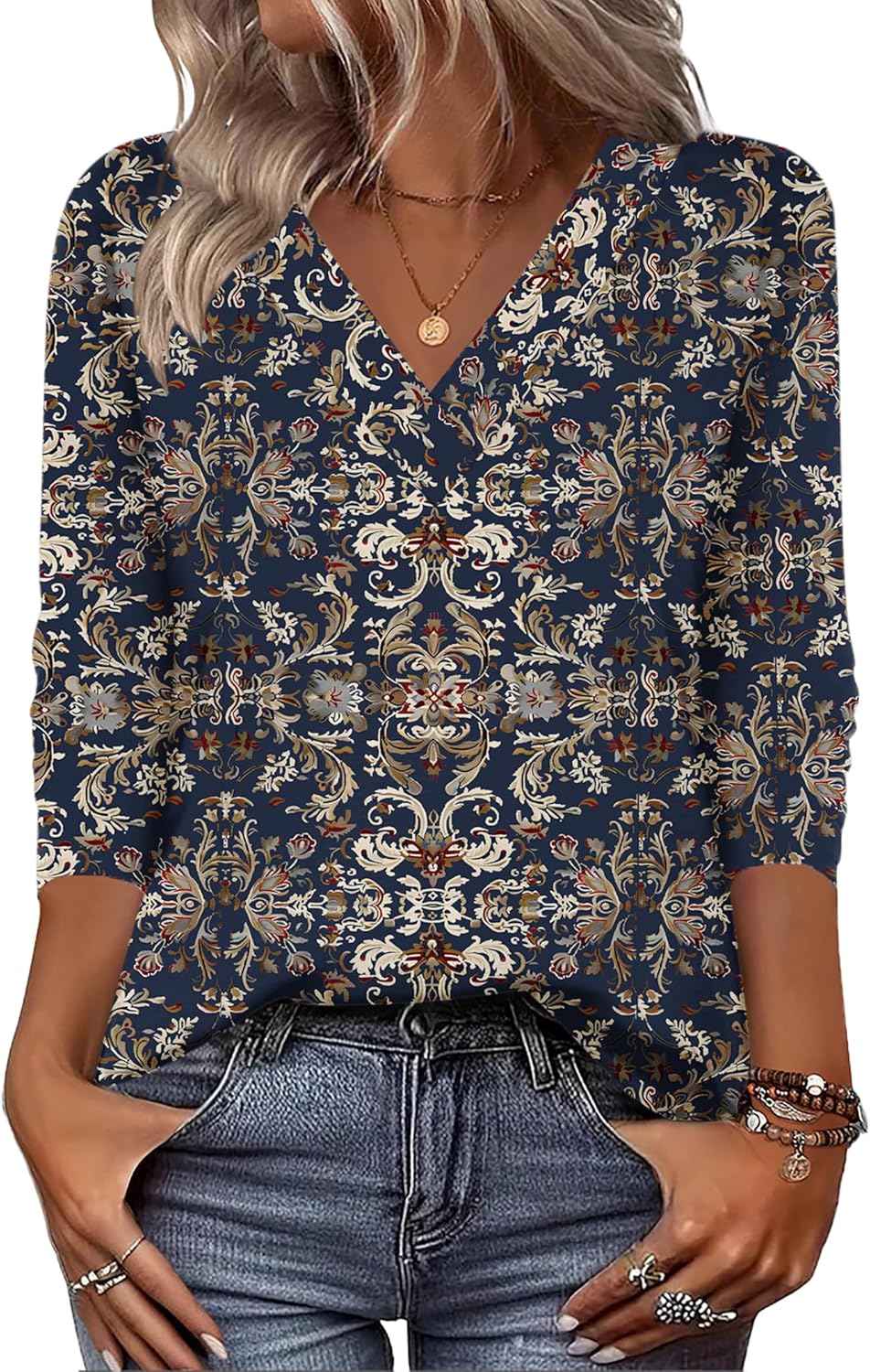 Zeagoo Women Long Sleeve Tops Dressy Casual V Neck Tshirts Basics Tee 2025 Fall Trendy Clothes