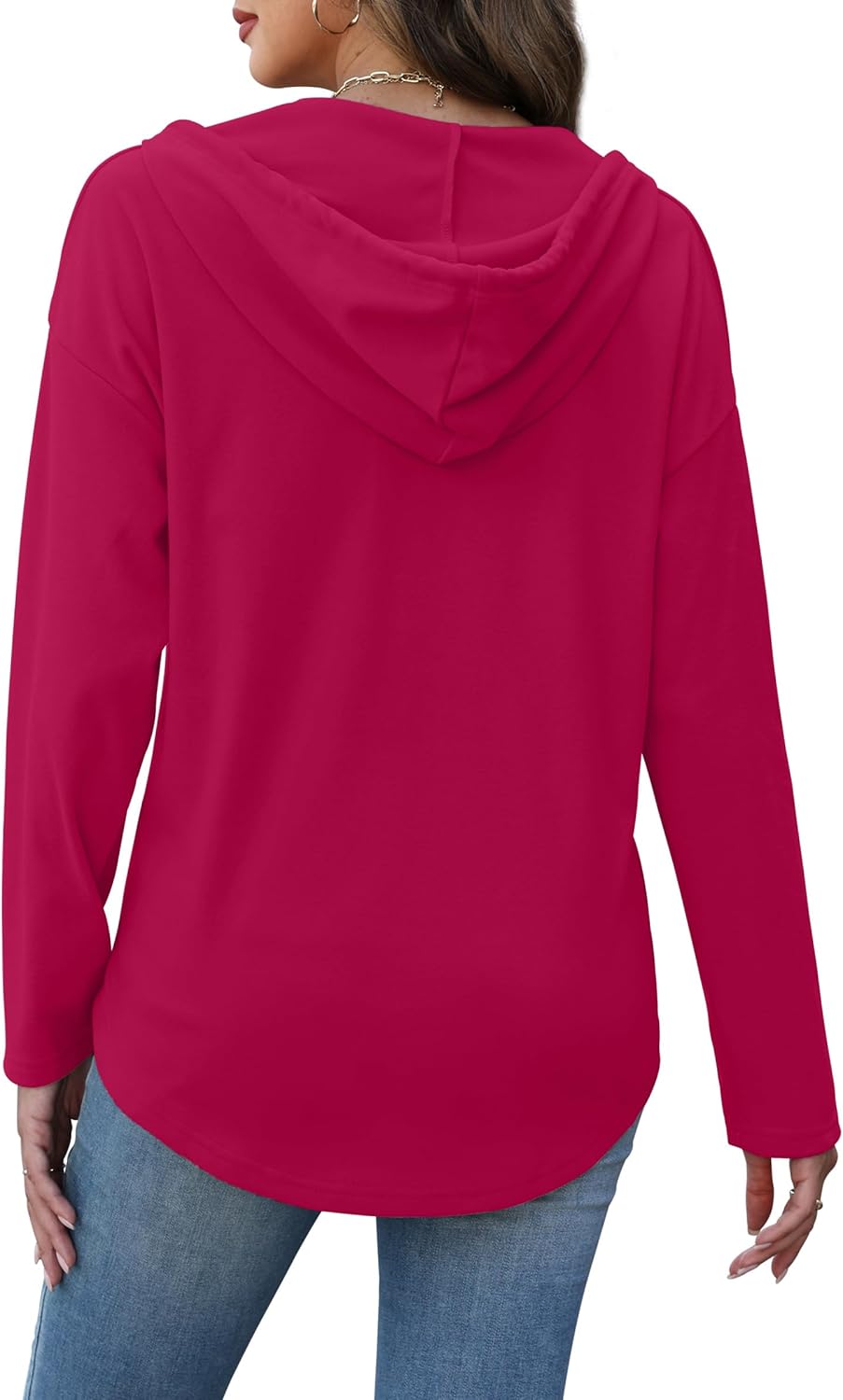 RUMIA Womens Tops V Neck Button Sweatshirt for Women Pullover Long Sleeve Shirts Fall Outfits 2025 Loose Fit S-3XL