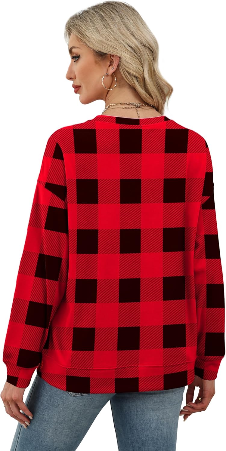 RUMIA Women's Crew Neck Sweatshirt Loose Pullover Long Sleeve Shirts Soft Tops for Women Fall Clothes 2025