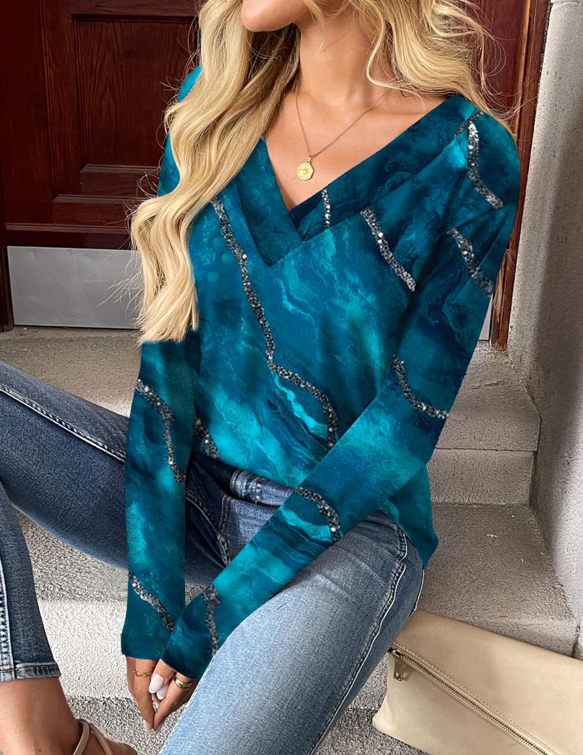 Zeagoo Women Long Sleeve Tops Dressy Casual V Neck Tshirts Basics Tee 2025 Fall Trendy Clothes