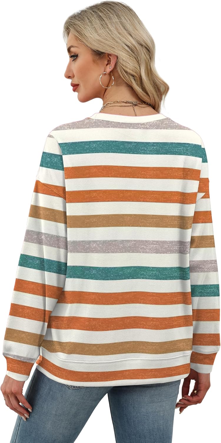 RUMIA Women's Crew Neck Sweatshirt Loose Pullover Long Sleeve Shirts Soft Tops for Women Fall Clothes 2025