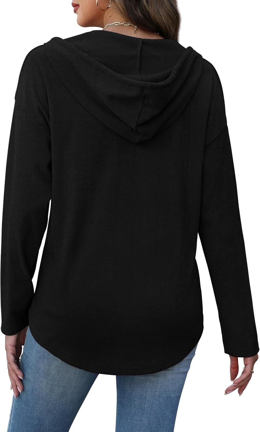 RUMIA Womens Tops V Neck Button Sweatshirt for Women Pullover Long Sleeve Shirts Fall Outfits 2025 Loose Fit S-3XL