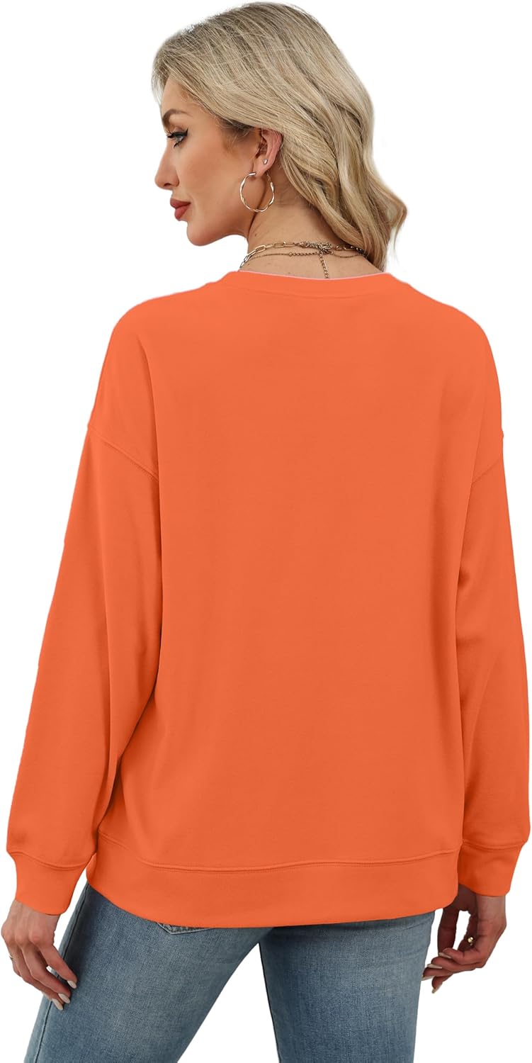 RUMIA Women's Crew Neck Sweatshirt Loose Pullover Long Sleeve Shirts Soft Tops for Women Fall Clothes 2025