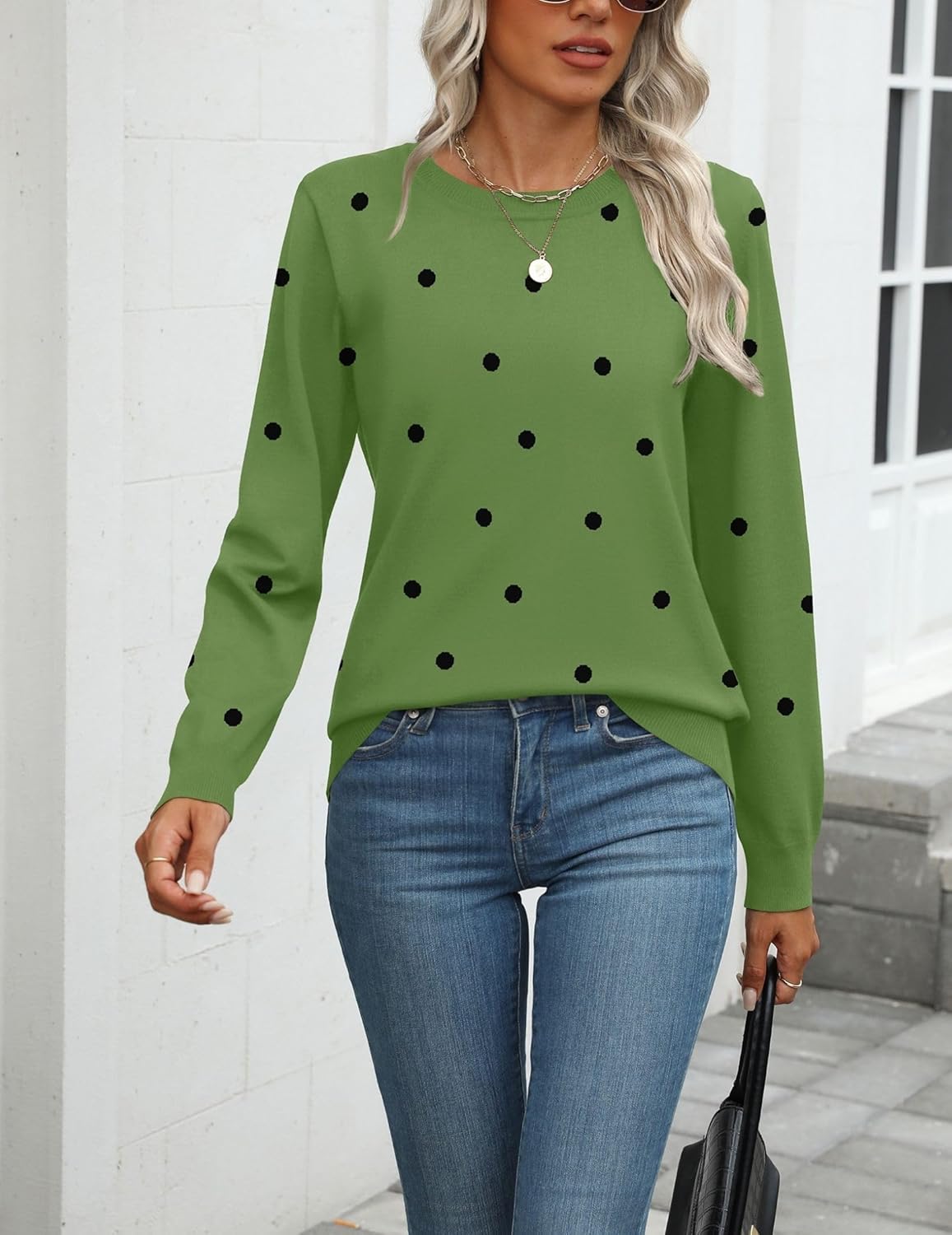 Zeagoo Womens 2025 Fall Sweaters Long Sleeve Tops Classic Crew Neck Pullover Sweaters Loose Dressy Casual Basic Clothes