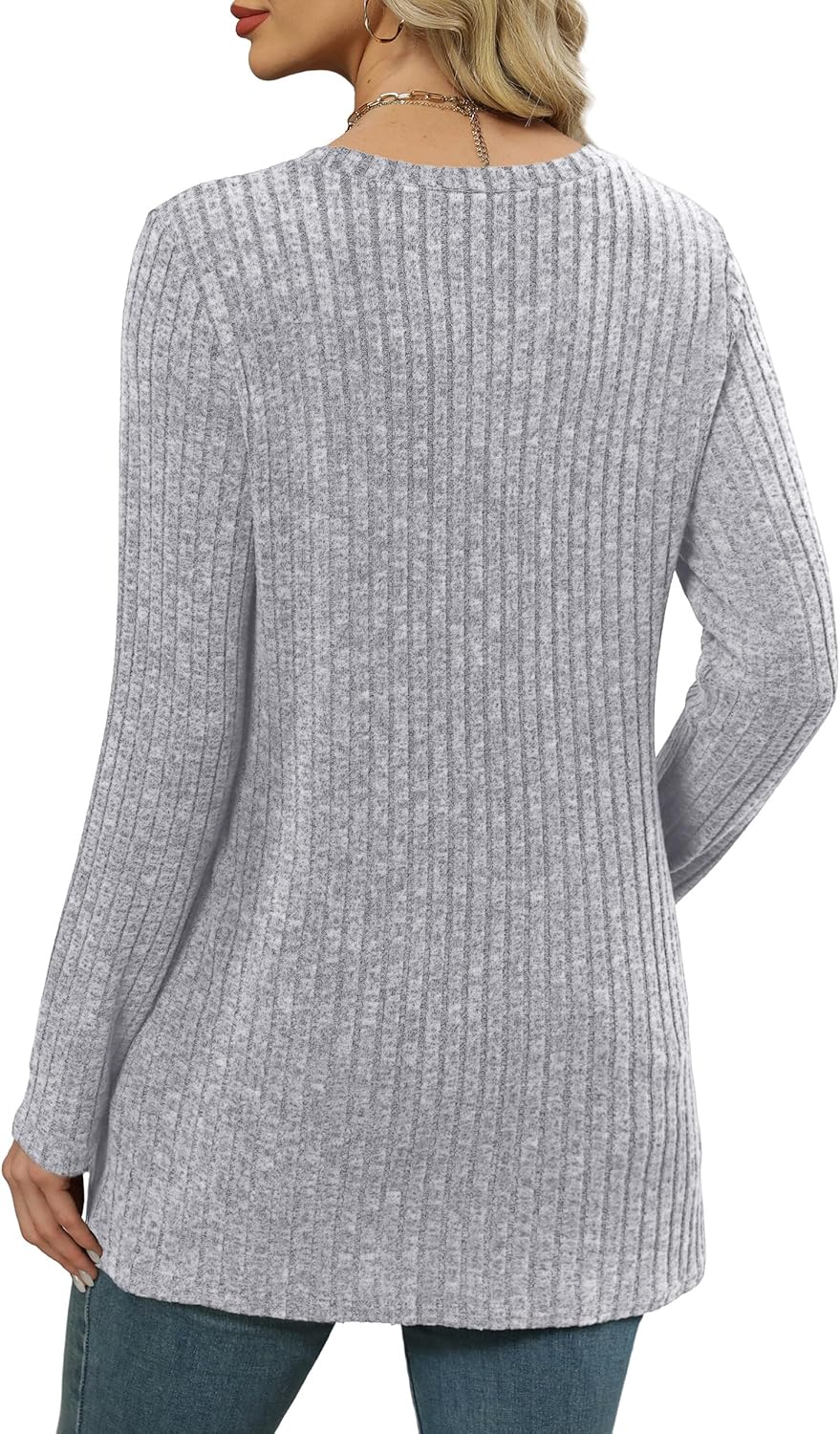 XIEERDUO Long Sleeve Shirts for Women Crewneck Tunic Tops Loose Fit Dressy Womens Sweaters with Pockets Fall Fashion 2025