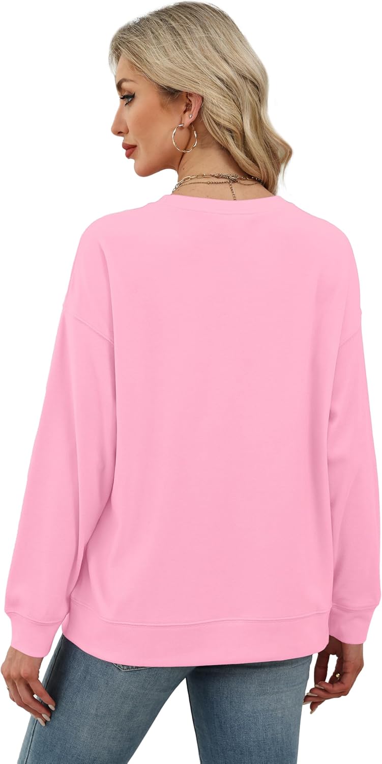 RUMIA Women's Crew Neck Sweatshirt Loose Pullover Long Sleeve Shirts Soft Tops for Women Fall Clothes 2025
