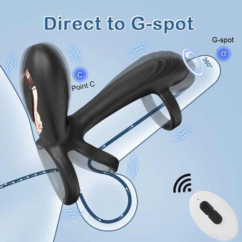 Remote Control Vibrating Cock Ring – Delay Support & 360° Rotating Prostate Massager