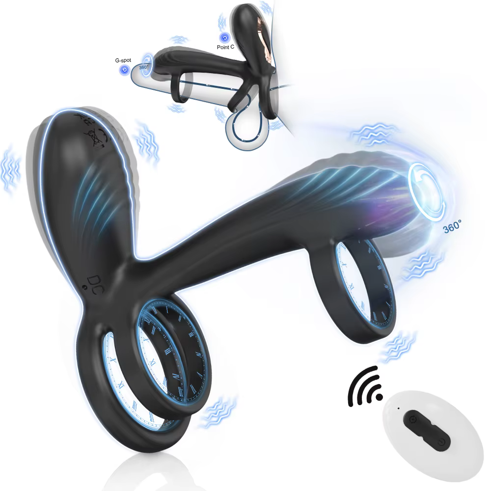 Remote Control Vibrating Cock Ring – Delay Support & 360° Rotating Prostate Massager