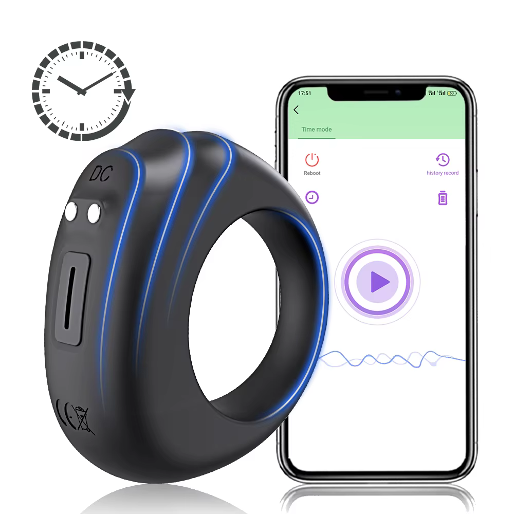 Smart APP-Controlled Vibrating Cock Ring – Silicone Delay Support Ring with Data Tracking