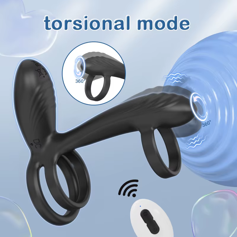 Remote Control Vibrating Cock Ring – Delay Support & 360° Rotating Prostate Massager