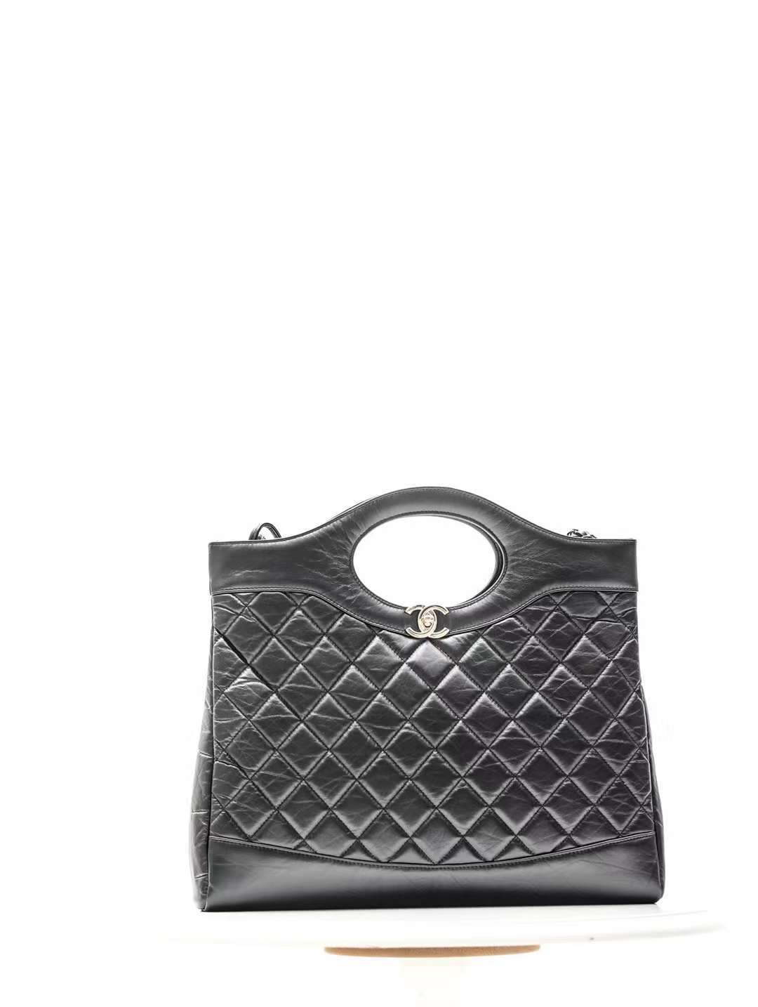 CHANEL 23A 31BAG SHOPPING 大號 經典中古側背包 黑色
