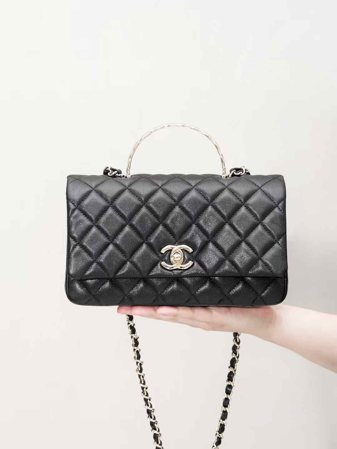 CHANEL 25Ｓ新款手挽cf口蓋包 黑色