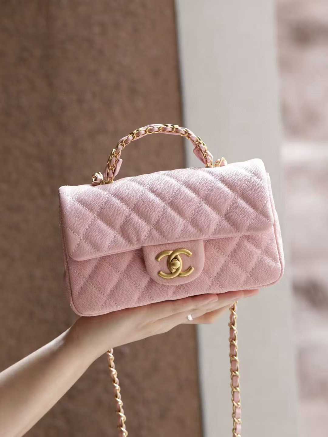 CHANEL 25B LOGO手柄CF口蓋包 大mini (兩色)