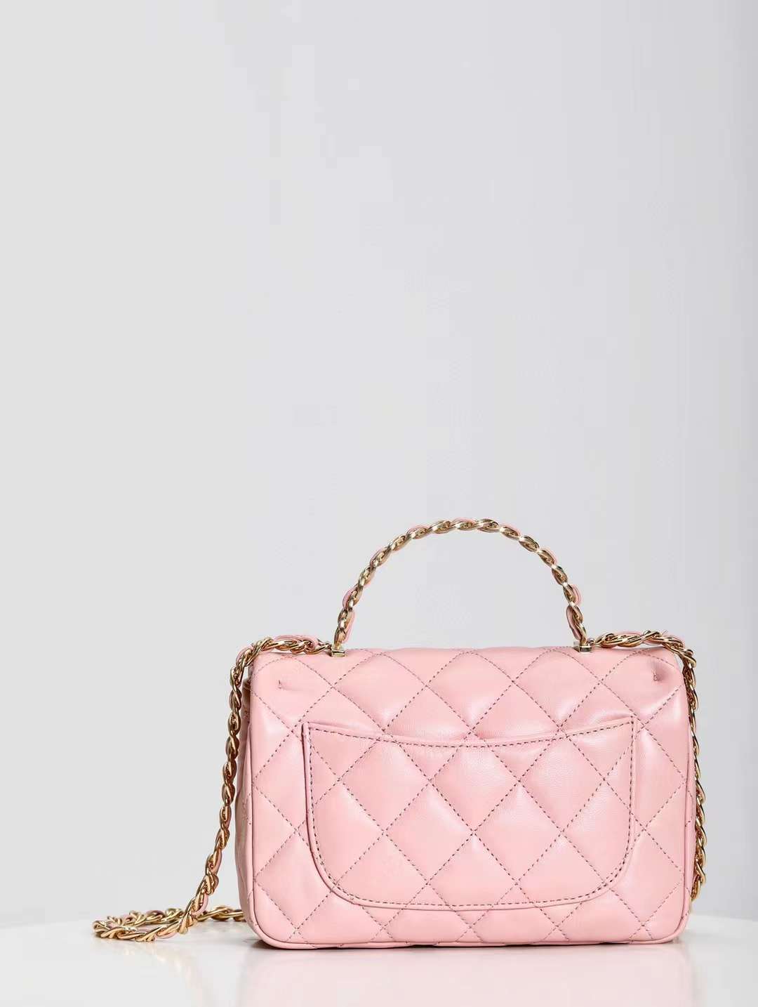 CHANEL 23S CF20 金屬手腕包 粉色