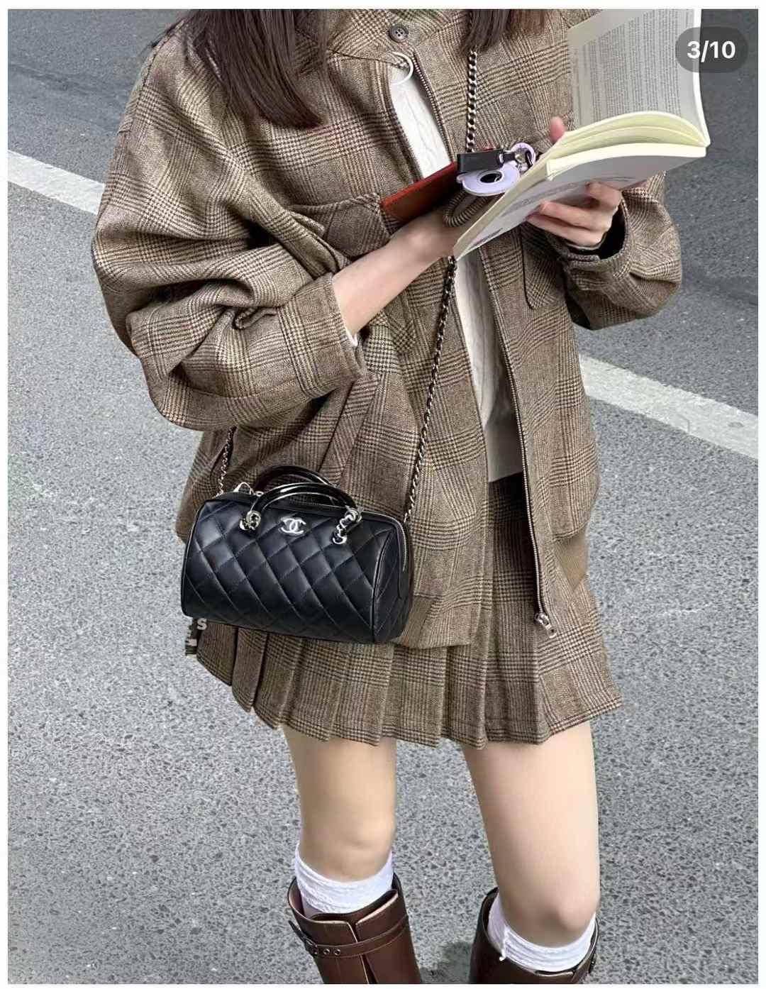 CHANEL 25C 波士頓mini 保齡球 枕頭包