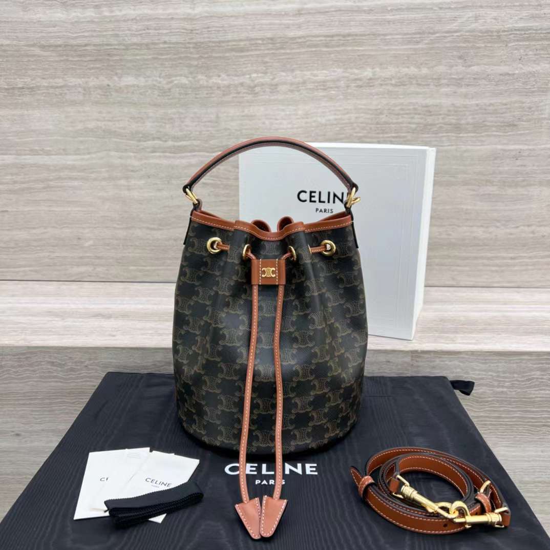 CELINE CLARA 老花印花牛皮水桶包