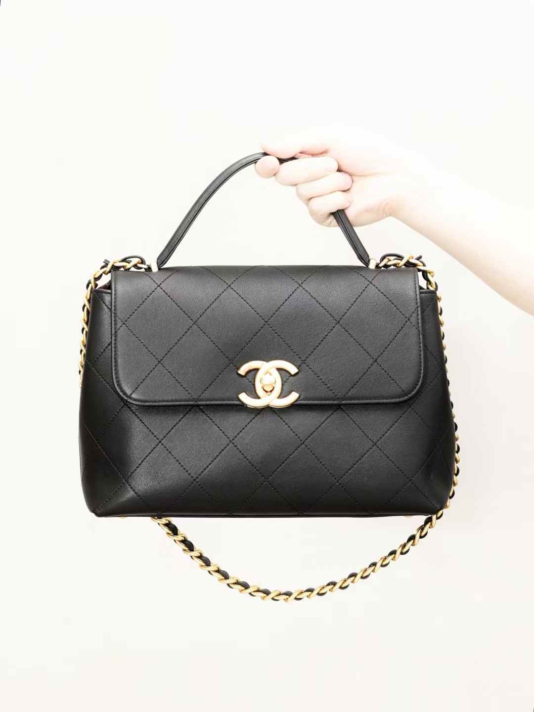 CHANEL 25S 手挽斜背口蓋包公事包 小號