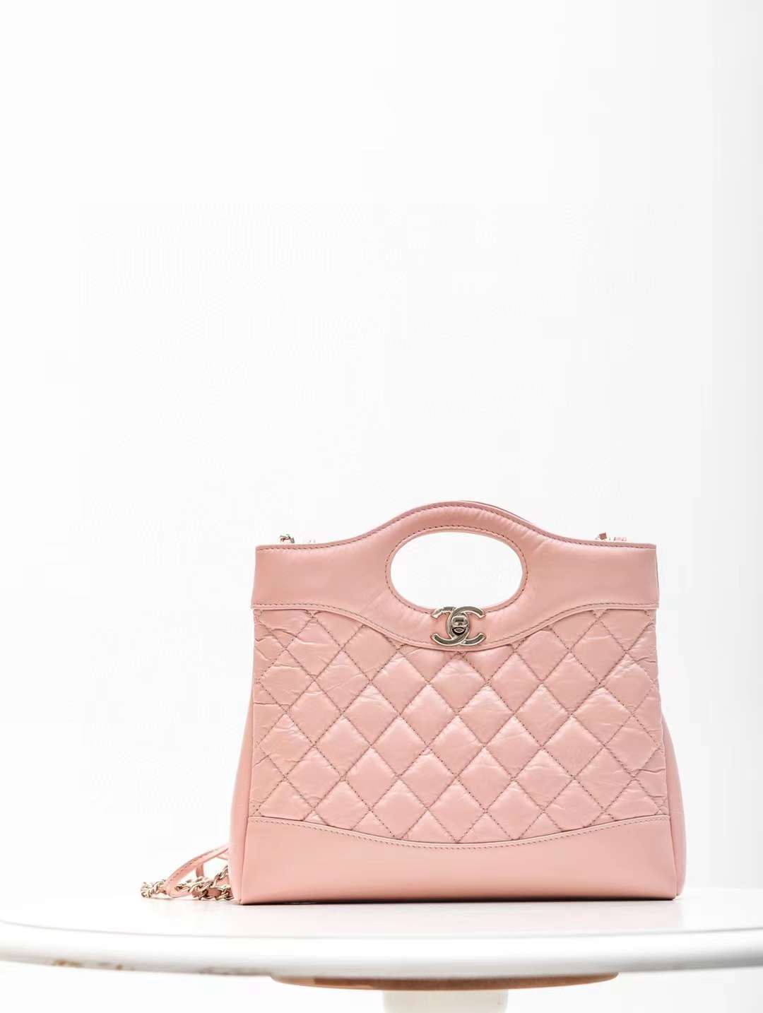 CHANEL 23A 31MINI SHOPPING BAG 經典中古側背包 櫻花粉色
