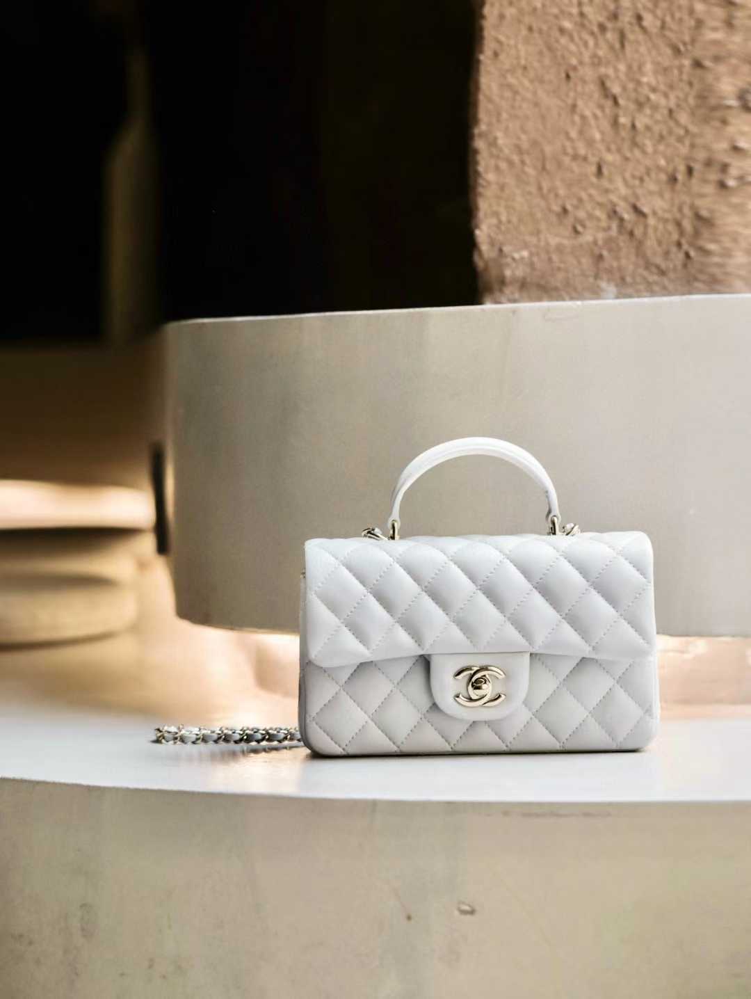 CHANEL手柄CF 羊皮 灰色