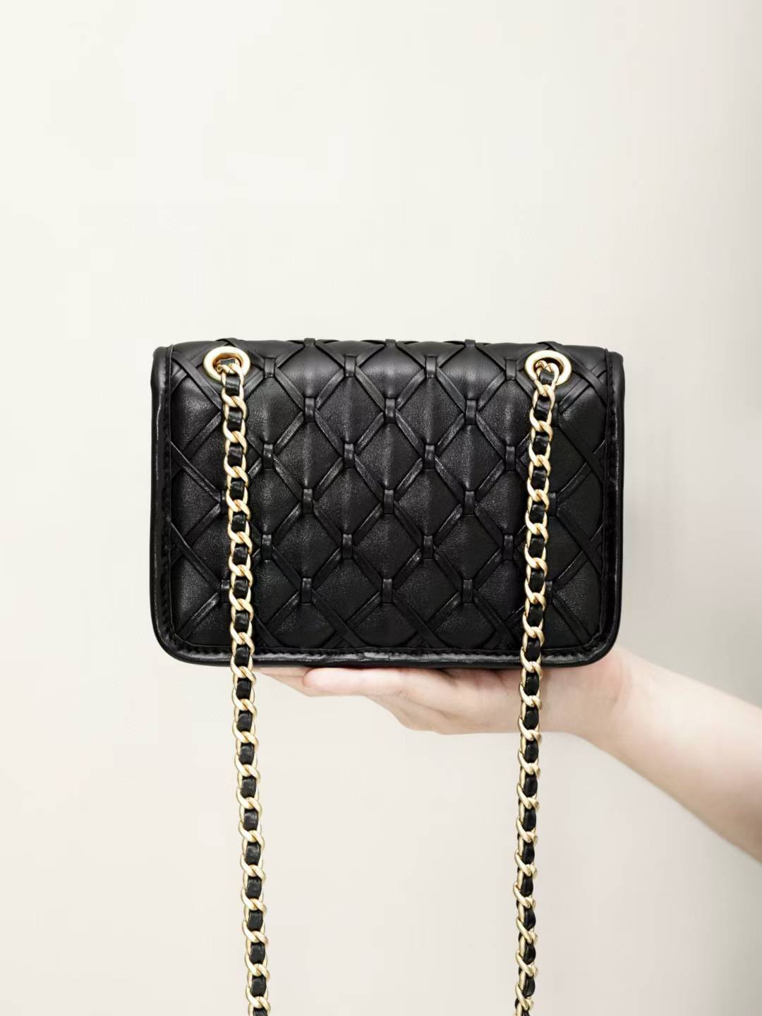 CHANEL 25走秀款編織系列CF口蓋包 黑色