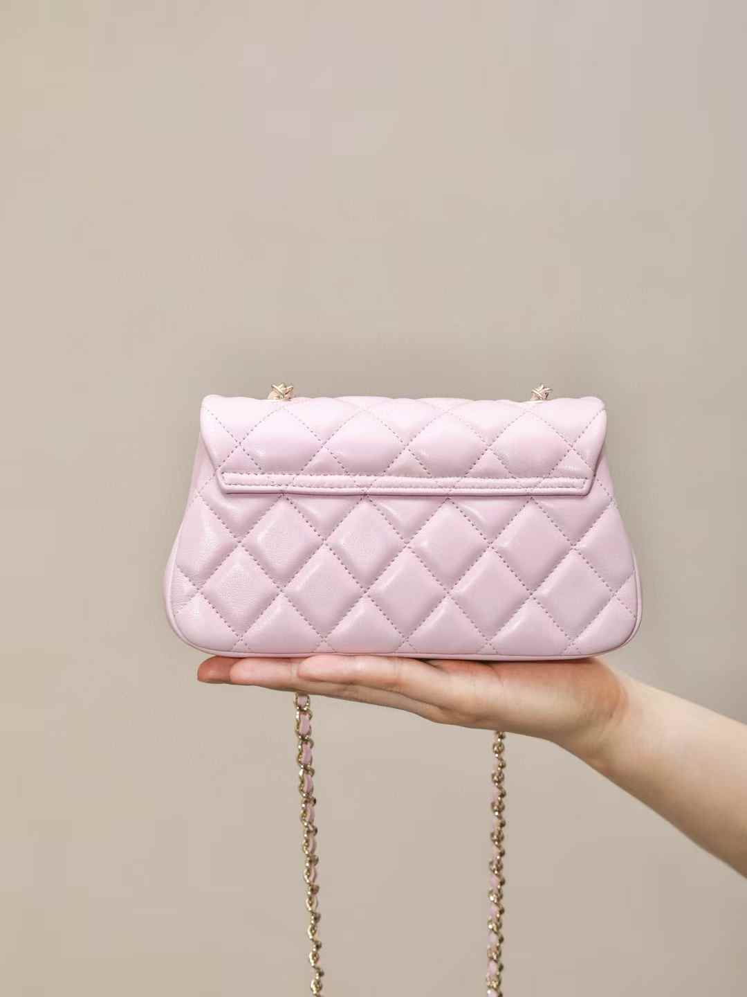 CHANEL 25S鏈條口蓋小廢包(粉色)