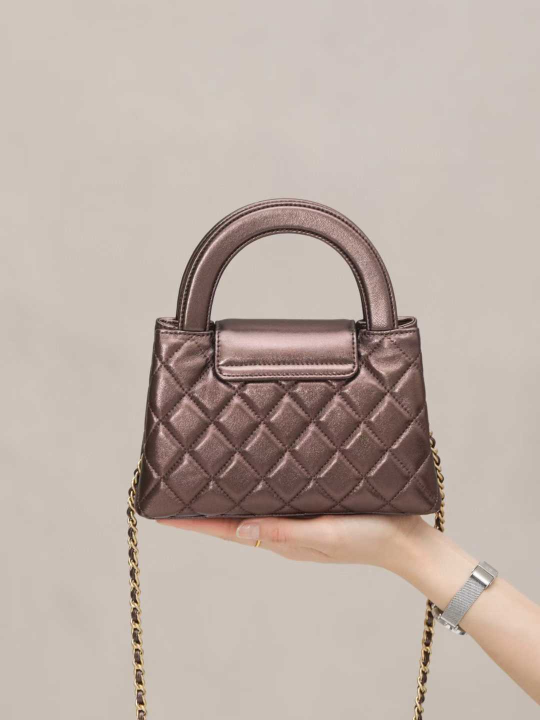 CHANEL 25P KELLY 珠光棕 巧克力棕色 金屬色