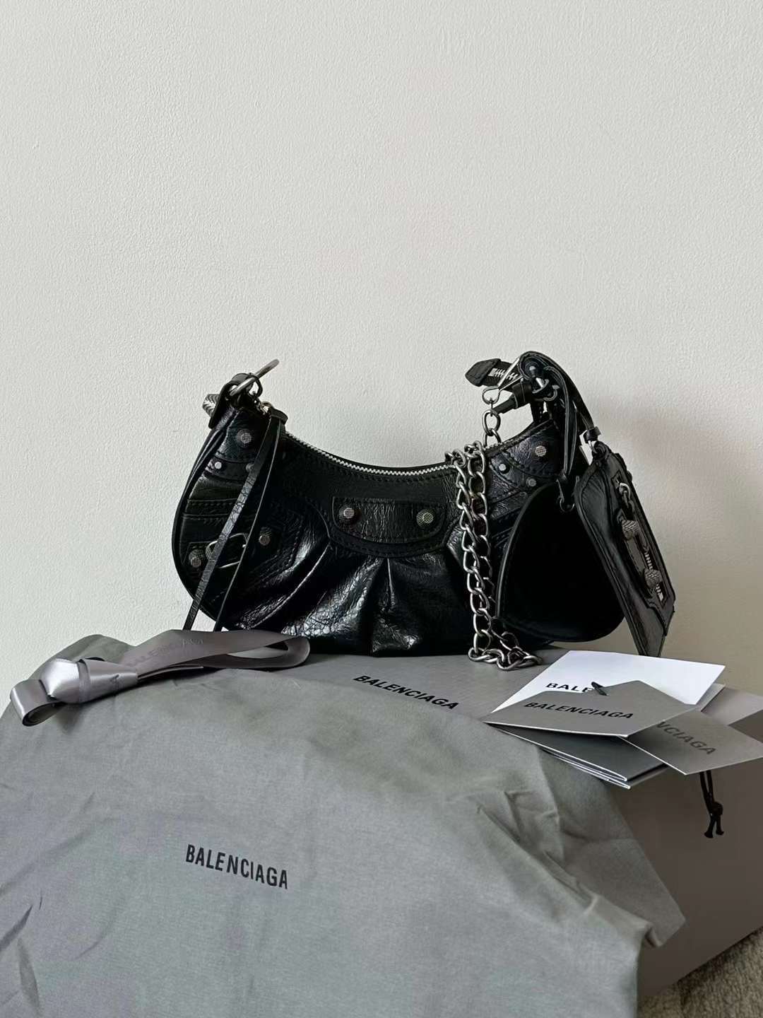 BALEN_GAGA LE CAGOLE 粗鏈條機車包 黑色XS