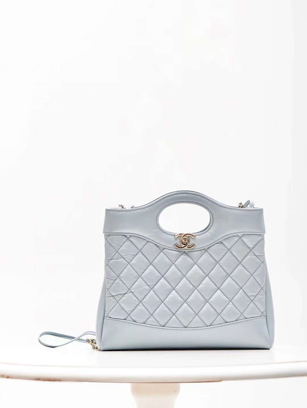 CHANEL 23A 31MINI SHOPPING BAG 經典中古側背包 寶寶藍色