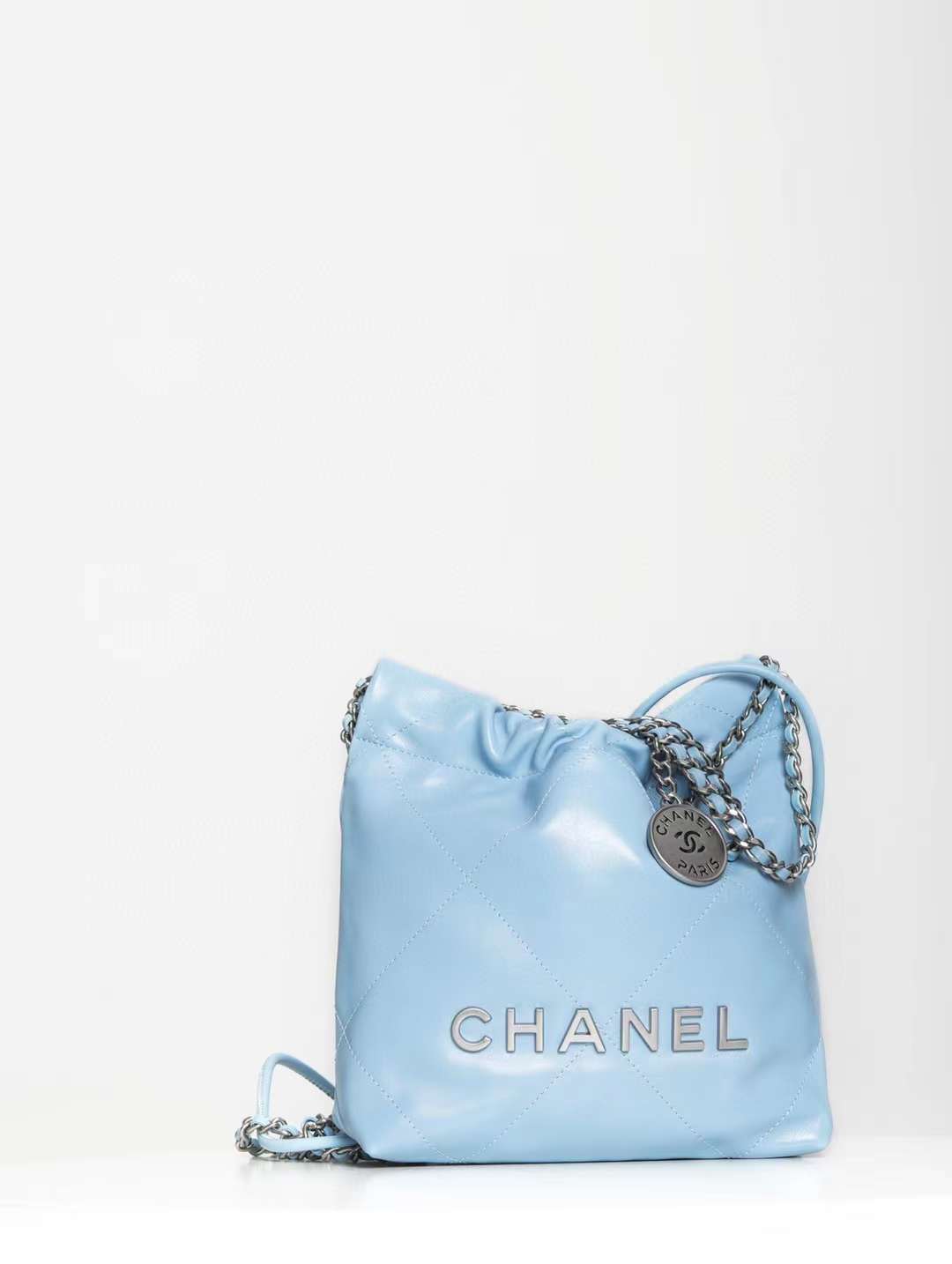 CHANEL 23S 22BAG MINI 小水桶包 寶寶藍色