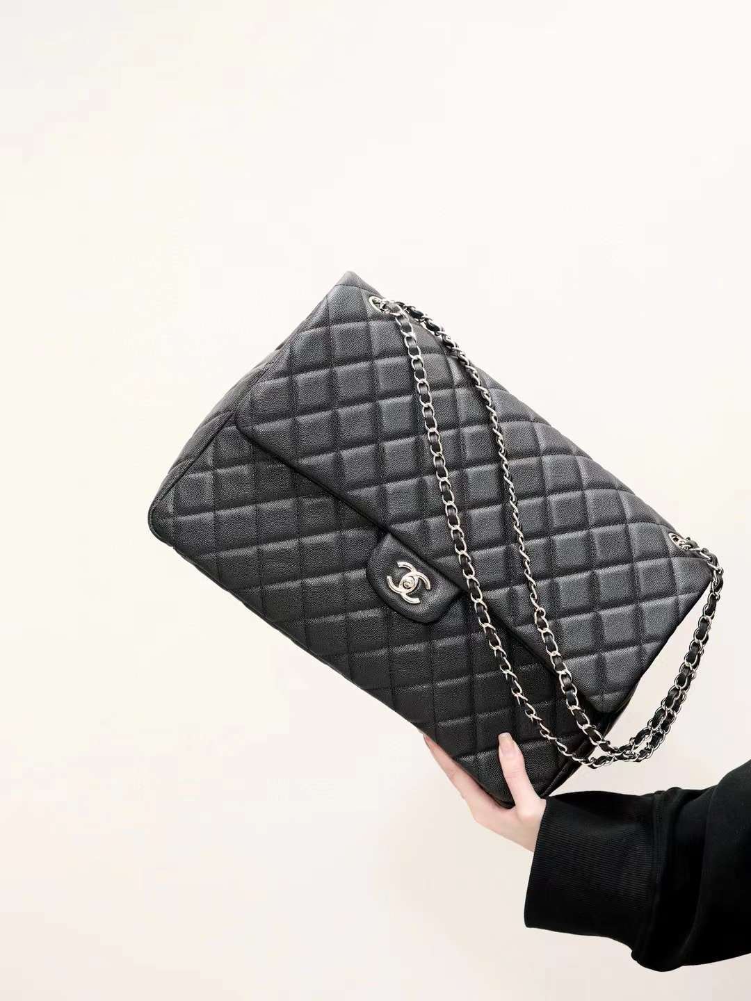 CHANEL 24C CF40 銀釦 鏈條口蓋包/機場包